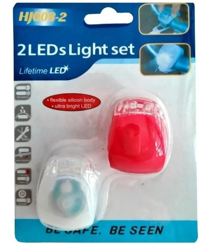Imagen 8 de 10 de Luz Led Para Bicicleta Trasera Delantera Silicona Pack X 2