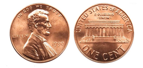 1 Centavo De Dollar 1990 Abraham Lincoln One Cent