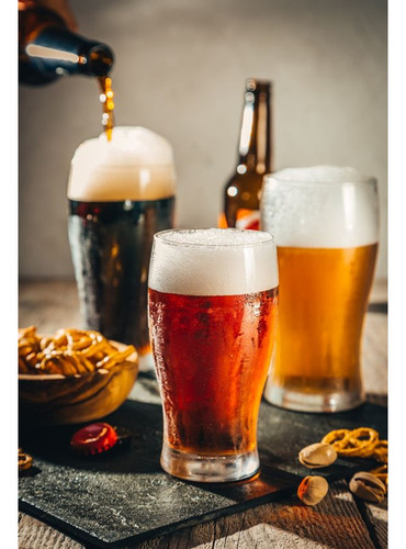 Imagen 4 de 10 de Vasos Cerveceros Pinta Rigolleau Set Vasos De Cerveza Vidrio Grueso Para Cervecería Apilables - 540 Ml