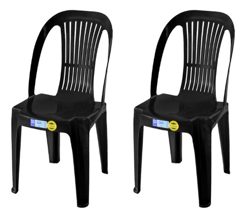 Silla Plastica Apilable Color Negro X2 Unidades Sillas Uv