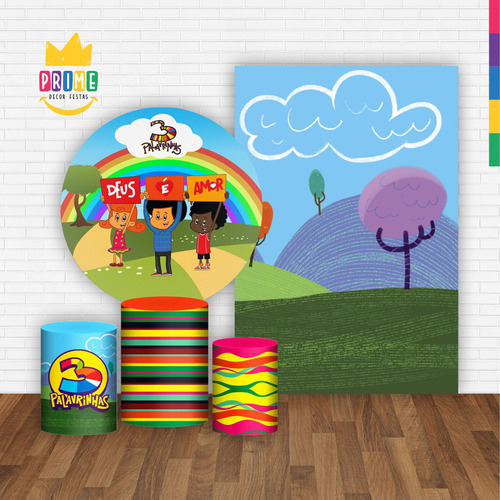 Kit Três Palavrinhas Painel Redondo + Trio Capas Lateral