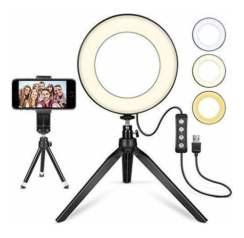 Anillo De Luz Led De 6  Con Soporte De Tripode Para Video Y