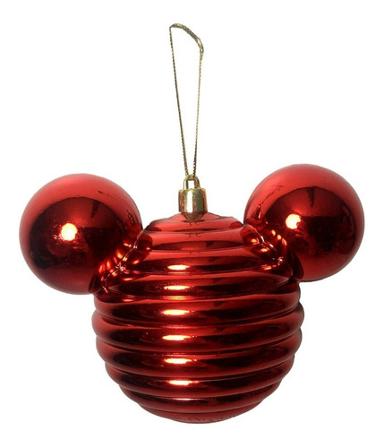 02 Bolas Enfeite Árvore De Natal Mickey Vermelho Disney