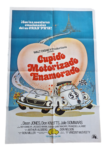 Afiche Cine Antiguo Disney Cupido Motorizado Enamorado *