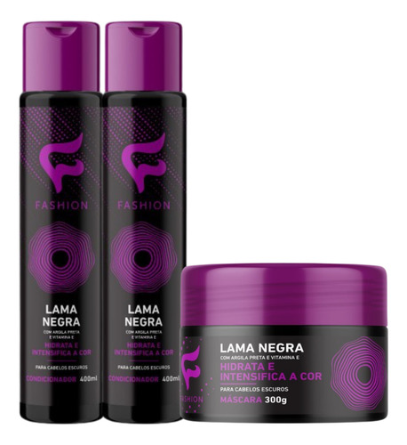 Kit 2x Condicionador 400ml + 1x Máscara 300g Lama Negra