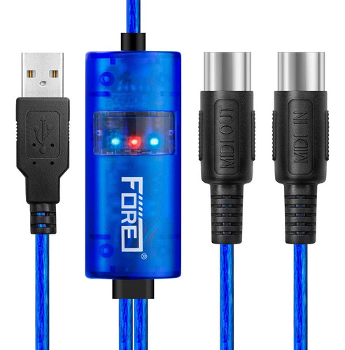 Fore Adaptador De Cable Midi A Usb Con Conexión De Entrada Y