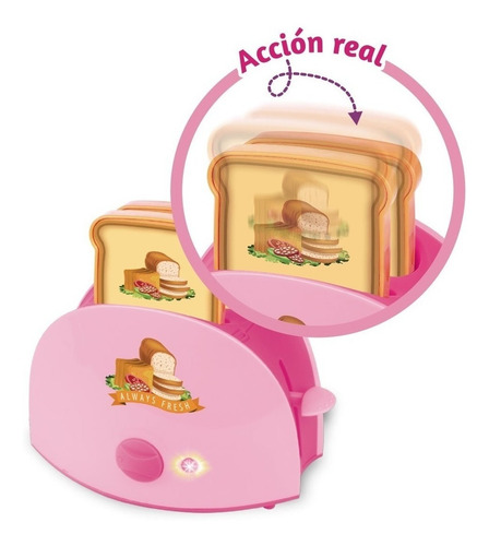 Imagen 3 de 7 de Tostadora Con Luz Sonido Juego D Cocina Accion Real Art 6462