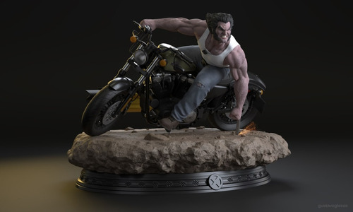 Archivo Stl Impresión 3d - Xmen - Wolverine Logan On Bike