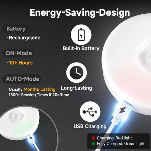 Luz De Sensor De Movimiento Led Recargable Mejorada Int...