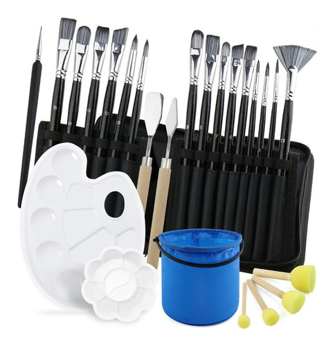 23pcs Acrylic Paint Brushes Set Painting Brush Tool Kit, Art