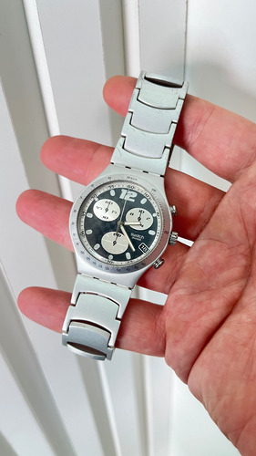 Relógio Swatch Irony Chrono Demolidor 1999 Raro Tudo Bom Prateado Preto Preto (Usado)