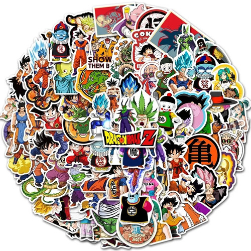 Stickers Dragón Ball Z Papel Autoadhesivo Goku X50 Unidades 