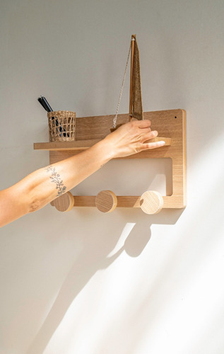 Imagen 4 de 10 de Perchero De Pared Con Estante Escandinavo Nordico Diseño