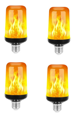 04 X Lampada Flame Fogo Luz Cenario Decoração 9w Bocal E27