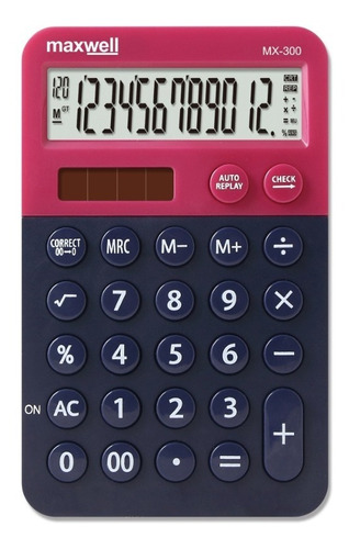 Calculadora De Bolsillo 12 Digitos Maxwell Mx300 Color rojo y negro