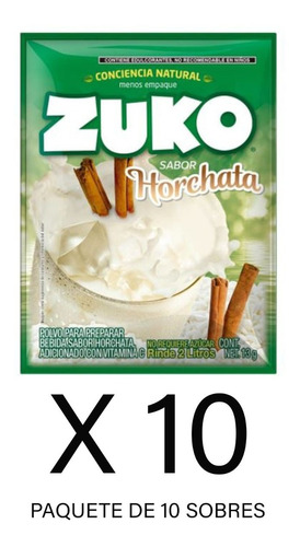 Bebida En Polvo Zuko Sabor Horchata 13 G Paq. Con 10 Sobres