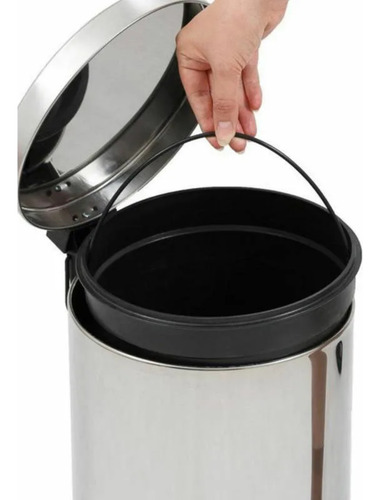 Lixeira Inox 5 Litros Cesto Com Pedal E Balde Removivél