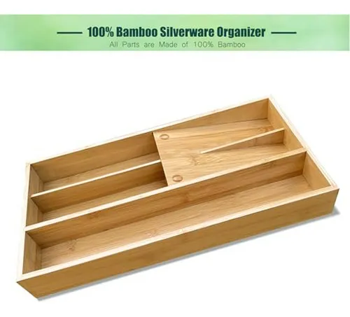Organizador De Cubiertos De Bambú Para Cajones - Utensilios