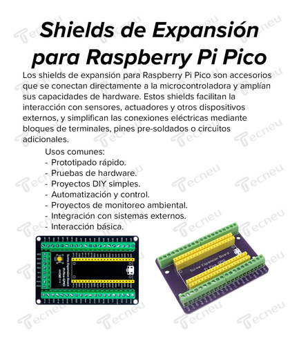 Shield Expansión Raspberry Pi Pico Terminales Gpio Negro