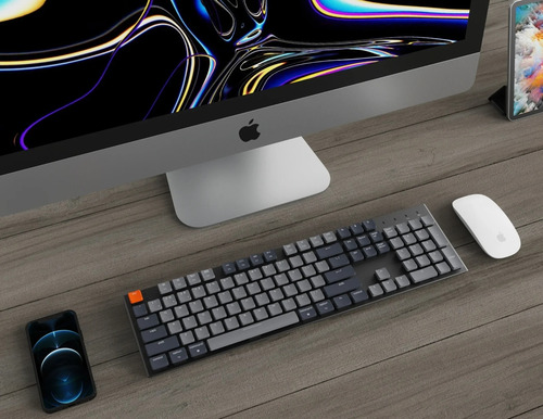 Imagen 8 de 9 de Teclado Mecanico Wireless Keychron K5 Rgb Qwerty Aluminio Brown Switch Hotswappable Distribución Ansi Inglés Us Low Profile Bluetooth Gamer Coder Pc Mac Tamaño Layout 100%
