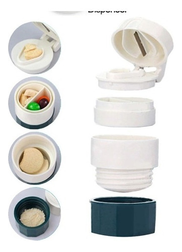 Pack 2 Pastillero Dispensador Moledor Y Partidor Pastillas