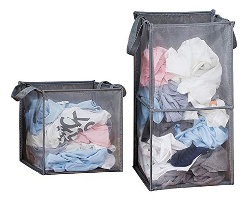 Cesto Ropa Sucia Plegable Doble, 33l+65l, Baño/dormitorio