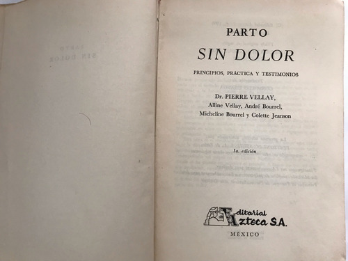 Parto Sin Dolor Vellay, Pierre Et Al. (Usado)