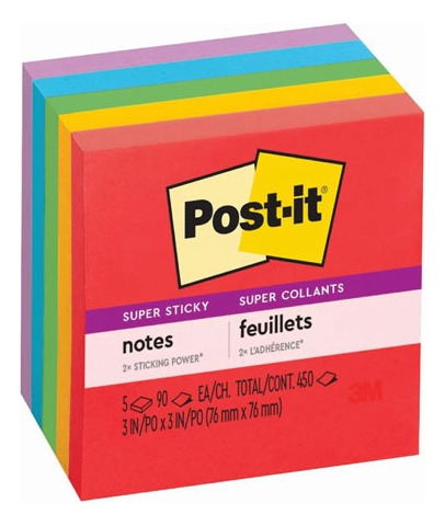 Notas Adhesivas Post-it Originales 3 Paquetes Con 5 Bloques