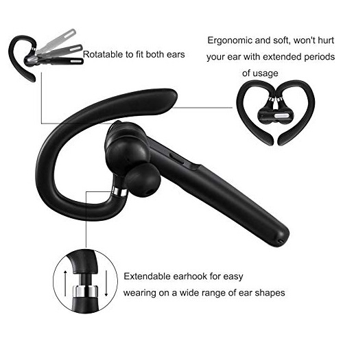 Bluetooth Headset Para iPhone Android Cell Phones Negro
