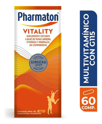 Pharmaton Vitality X 60 Comprimidos Suplemento Dietario