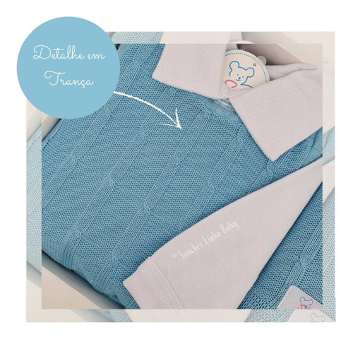 Imagem 5 de 9 de Kit Saida Maternidade Completa Azul E Branco 7 Pç Recem Nasc