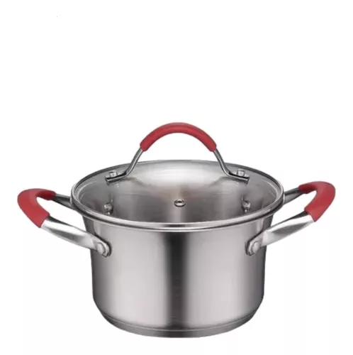 Olla baja acero inox con tapa vidrio 24×8 cms cap 3,4 lts