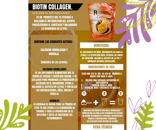 Biotin Collagen De Salud Y Belleza | Sabor Naranja