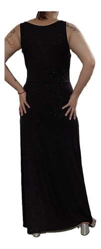 Vestido Negro Largo Con Brillos Gala Noche Fiesta Casamiento