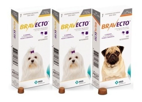 Bravecto Combo 2 Unid 2 A 4,5 Kg + 1 Unid 4,5 A 10 Kg