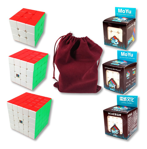 Cubo Rubik Pack Moyu Meilong 3x3 + 4x4 + 5x5
