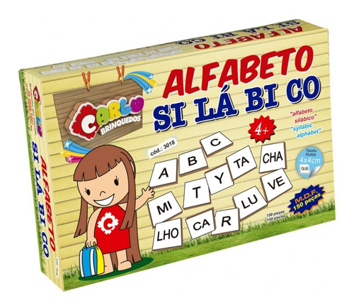 Brinquedo Educativo Pedagogico Madeira Alfabeto Silabico