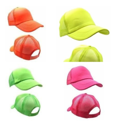 Imagen 3 de 10 de Gorra Visera Trucker Cap Fluo X 10 Fluor Cotillon Gorro