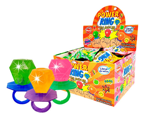 24 Anillos De Dulces De Caramelo Para Cumpleaños Power Ring