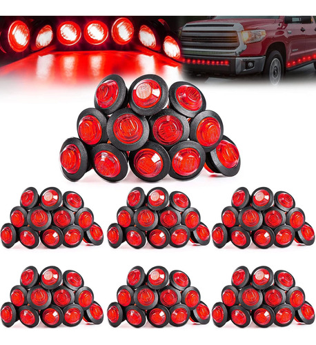 50pzs Redonda Camión Lateral Led Luz Indicadora Rojo 12v 24v