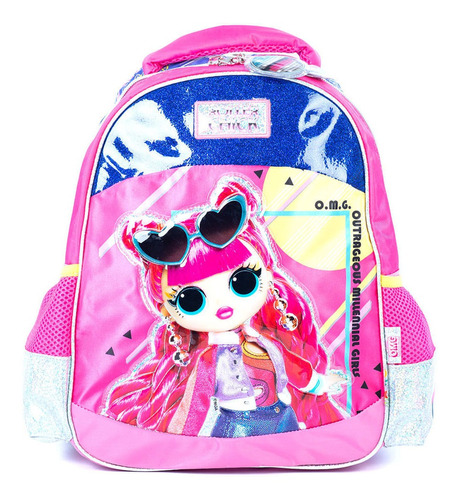 Mochila Lol Omg Metallic Espalda Wabro Color Rosa