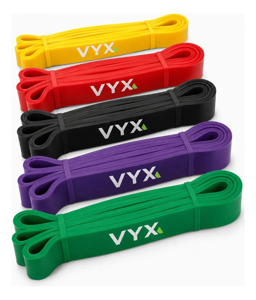 Kit Super Band 5 Intensidades Elásticos Power Cross Treino Verd/rox/pret/verm/amar