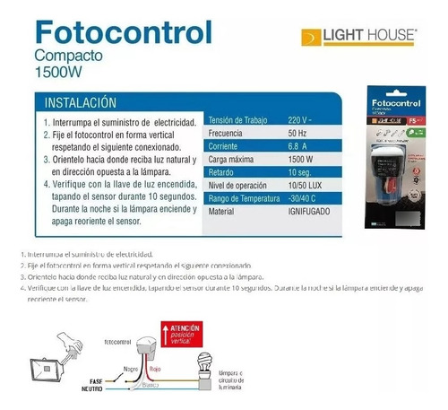 Sensor Fotocelula 3 Cables Todo Tipo De Lámparas F5 Prof