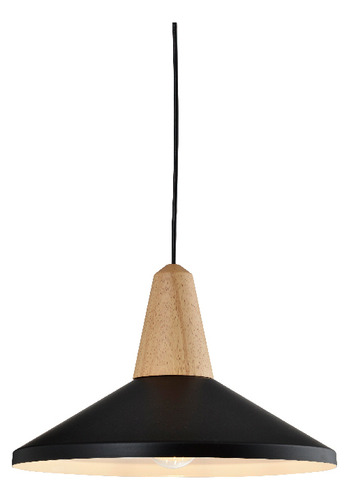 Colgante Tipo Campana Con Madera, Negro/ø36cm - Ixec Ix9014