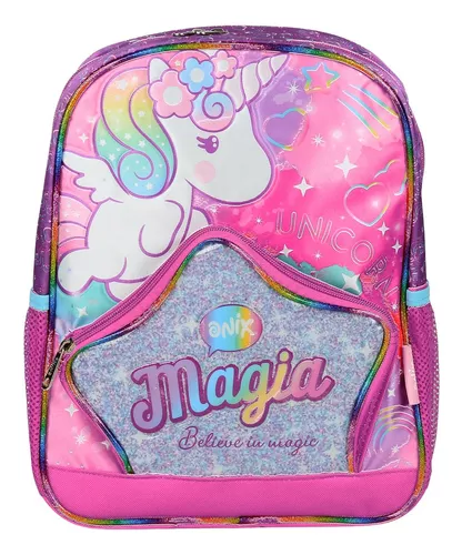 Mochila Escolar Niña Con Ruedas Alas Unicorno Onix 0506