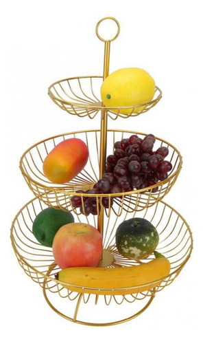 Frutero, Fruit Cesta Of Three Levels, Grande, Dorado, 300 M