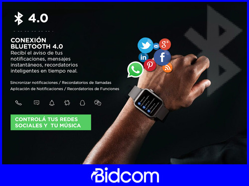 Smartwatch Reloj Bluetooth Con Pantalla Táctil Android Ios Color de la caja Negro Color de la malla Negro Color del bisel Negro