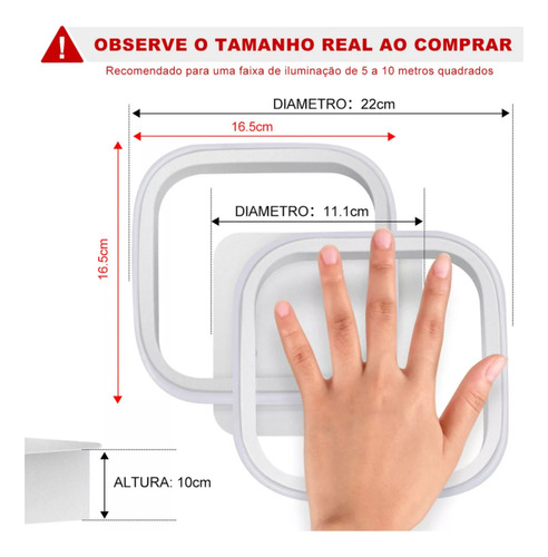 C Luminária Modernos Plafon Led Embutir Quarto Duplo