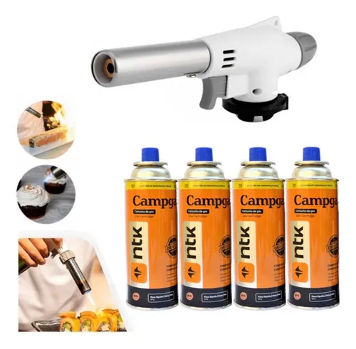 Kit C/4 Refil + Maçarico Portátil Com Regulagem Gourmet