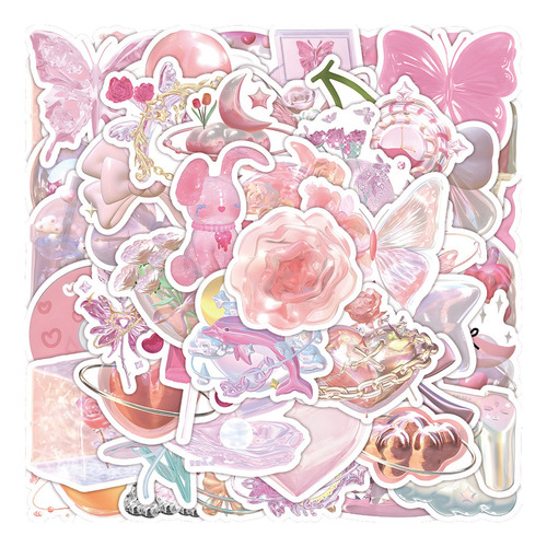 Pegatinas De Dibujos Animados Con Láser Rosa Para Niños Peg
